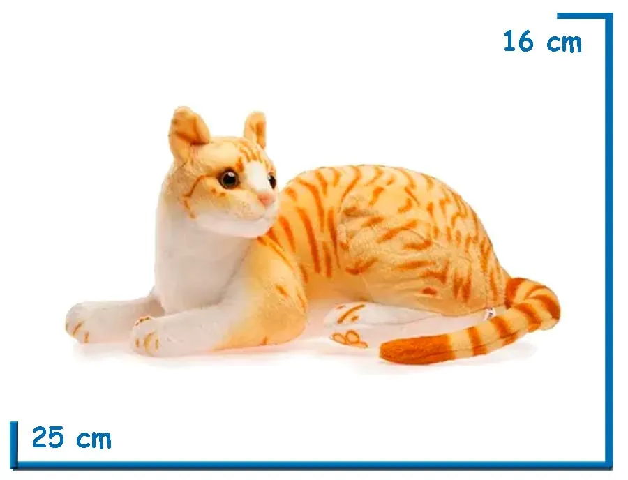PELUCHE GATO ATIGRADO BEIGE ECHADO 25CM