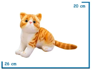 PELUCHE GATO BEIGE Y MARRON PARADO 26CM