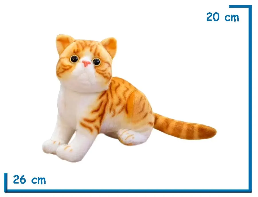 PELUCHE GATO BEIGE Y MARRON PARADO 26CM