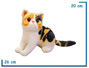 PELUCHE GATO BEIGE NEGRO Y BLANCO PARADO 26CM