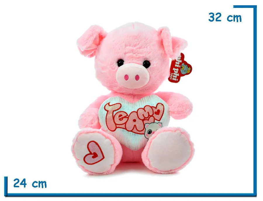 PELUCHE CHANCHITO CON CORAZON 32CM