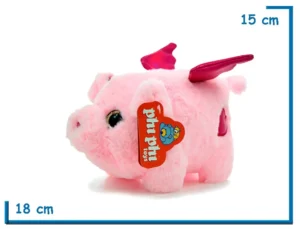 PELUCHE CERDITO CON ALAS Y CORAZON 18CM