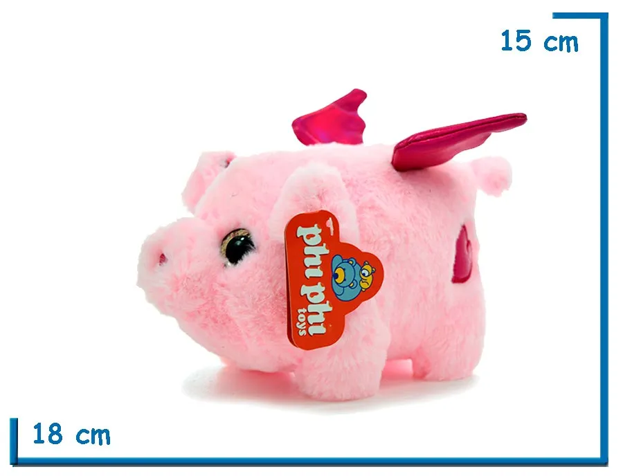 PELUCHE CERDITO CON ALAS Y CORAZON 18CM