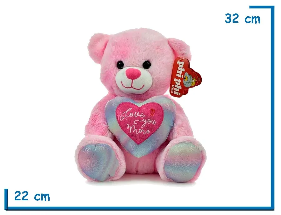 PELUCHE OSO ROSA CON CORAZON TA-TE-TI