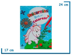 LIBRO UNICORNIOS AZUL BLOCK PARA COLOREAR