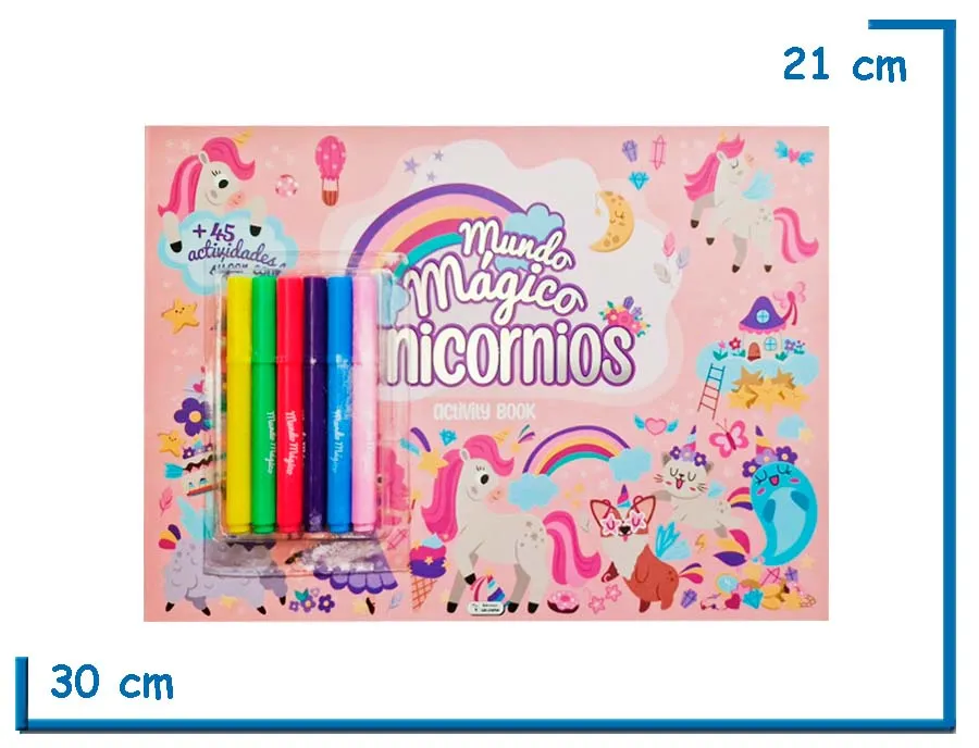 LIBRO MUNDO MAGICO UNICORNIOS ACTIVITY BOOK CON MARCADORES