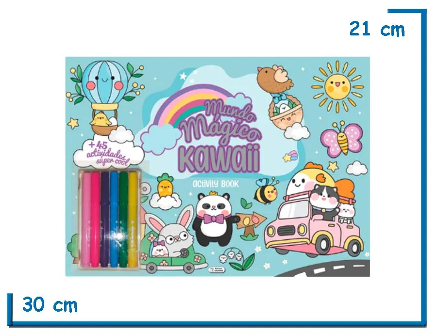 LIBRO MUNDO MAGICO KAWAII ACTIVITY BOOK CON MARCADORES
