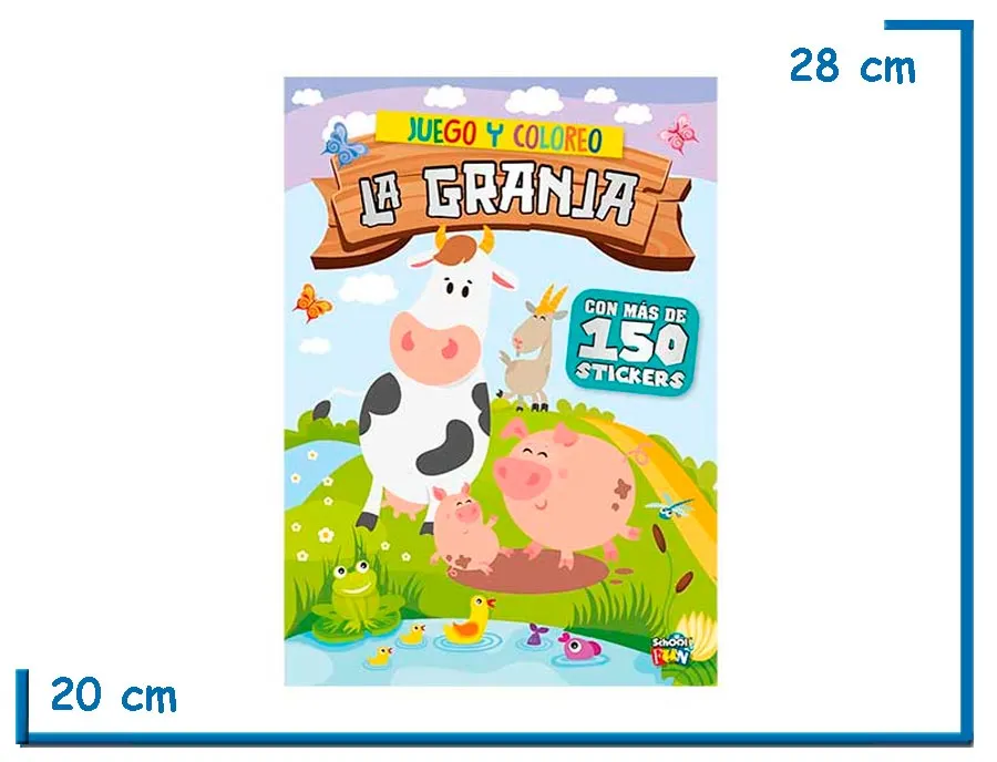 LIBRO JUEGO Y COLOREO LA GRANJA CON STICKERS