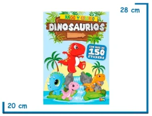 LIBRO JUEGO Y COLOREO DINOSAURIOS CON STICKERS
