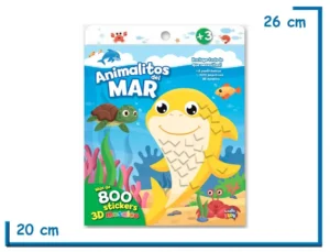 LIBRO ANIMALITOS DEL MAR MEDIANO CON 800 STICKERS 3D MOSAICO