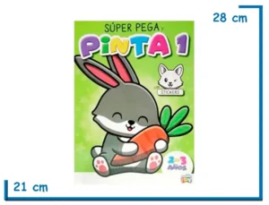 LIBRO SUPER PEGA Y PINTA 1 CONEJO CON STICKERS