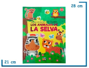 LIBRO DIVERACTIVIDADES LOS ANIMALES DE LA SELVA CON STICKERS