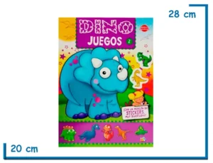 LIBRO DINO JUEGOS 2 CELESTE CON STICKERS