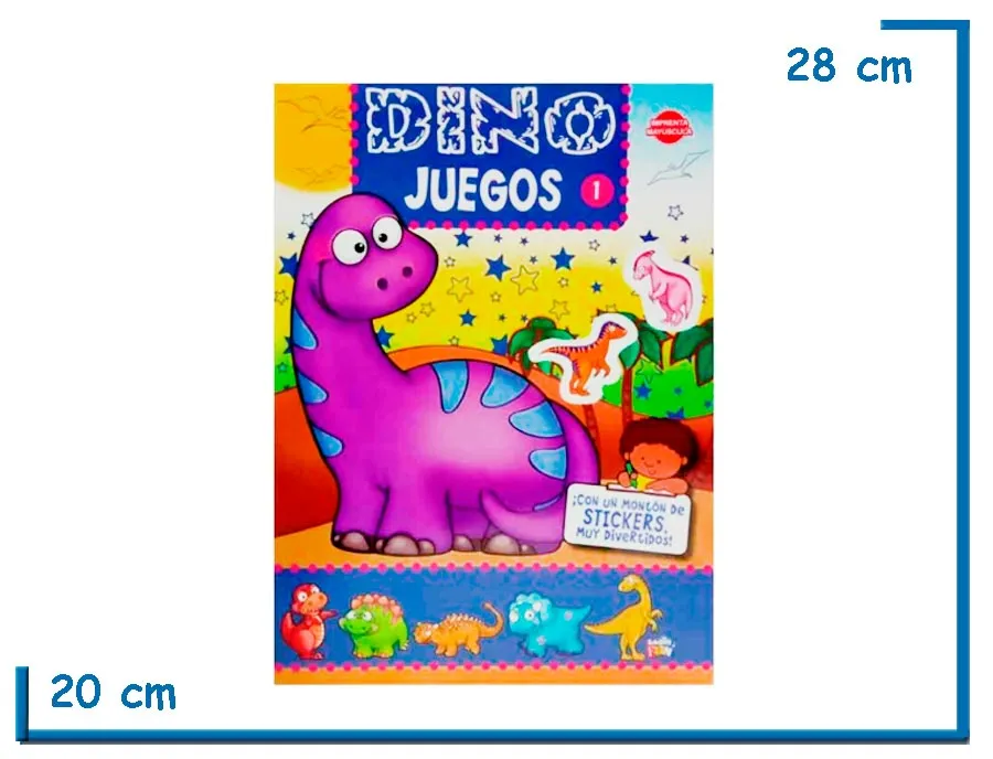 LIBRO DINO JUEGOS 1 VIOLETA CON STICKERS