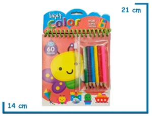 LIBRO LAPIZ COLOR MARIPOSA CON 6 LAPICES Y STICKERS