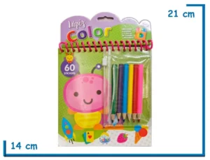 LIBRO LAPIZ COLOR GUSANO CON 6 LAPICES Y STICKERS