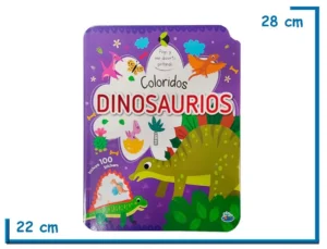 LIBRO PEGO Y ME DIVIERTO PINTANDO COLORIDOS DINOSAURIOS CON STICKERS