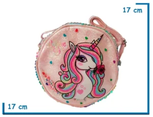 CARTERA REDONDA UNICORNIO FLOR CON LENTEJUELAS