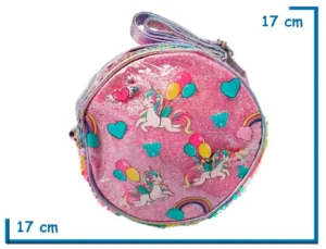 CARTERA REDONDA UNICORNIOS GLOBOS CON LENTEJUELAS