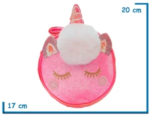 CARTERA FUCSIA FORMA UNICORNIO CON POMPON