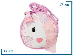 CARTERA CUERINA LILA SILUETA UNICORNIO CON LENTEJUELAS