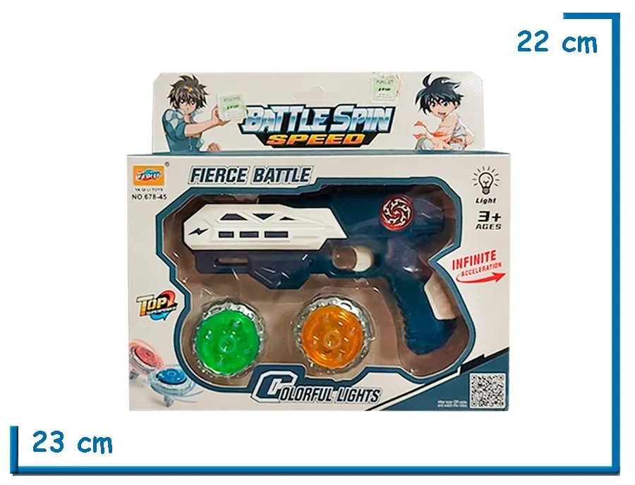 BATTLE SPIN SPEED BLANCA ARMA LANZA TROMPOS CON LUZ