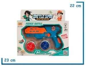 BATTLE SPIN SPEED NARANJA ARMA LANZA TROMPOS CON LUZ