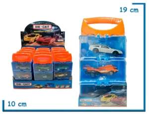 DIE-CAST DELOREAN VALIJA CON 3 AUTOS