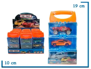 DIE-CAST 4X4 ROJA VALIJA CON 3 AUTOS
