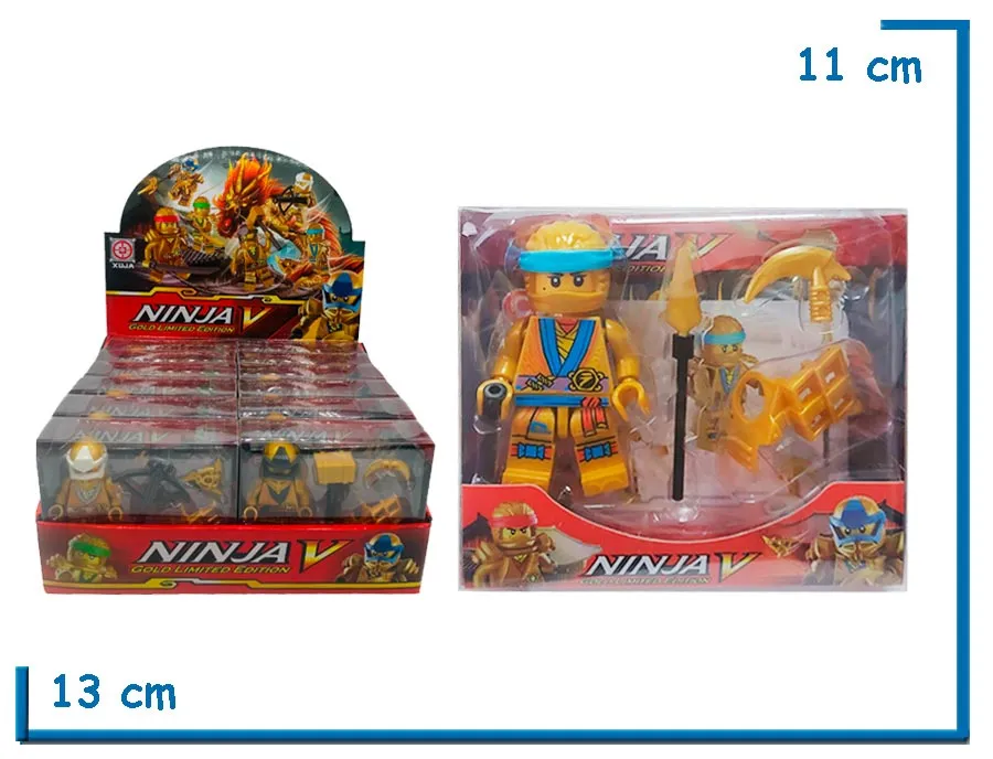 NINJA V GOLD LE NINJA CELESTE FIGURA CON ACCESORIOS