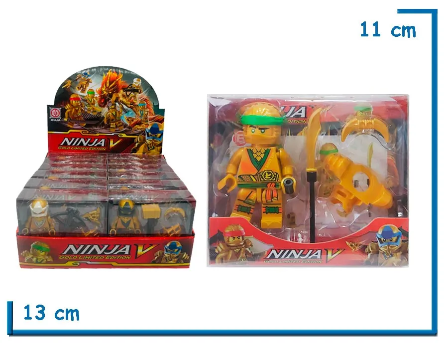 NINJA V GOLD LE NINJA VERDE FIGURA CON ACCESORIOS