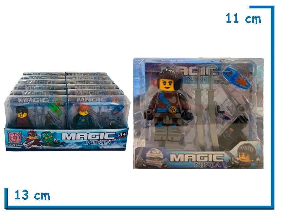 MAGIC NINJA GUERRERA GRIS FIGURA CON ACCESORIOS