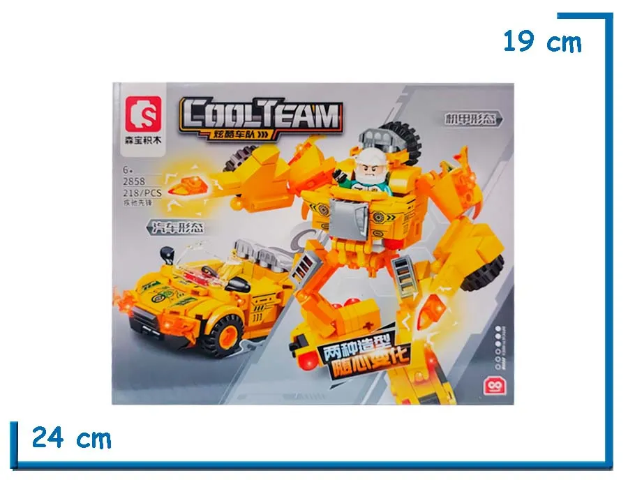SEMBO BLOCK COOL TEAM 218 PZS AUTO AMARILLO 2 EN 1 2858