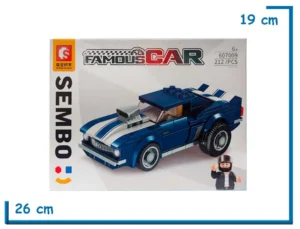 SEMBO BLOCK FAMOUS CARS 212 PZS AUTO AZUL 607009