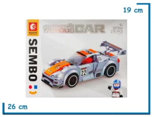 SEMBO BLOCK FAMOUS CAR 179 PZS AUTO PLATEADO Y NARNAJA 607050