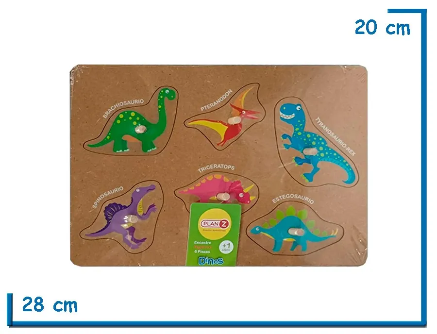 ENCASTRE DE MADERA DINOS CON AGARRE