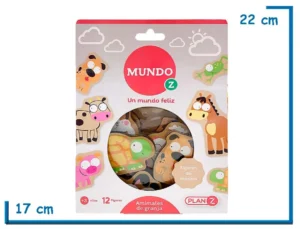MUNDO Z ANIMALES DE LA GRANJA 12 FIGURAS DE MADERA