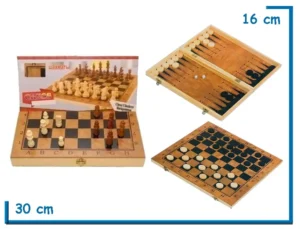 3 EN 1 AJEDREZ DAMAS BACKGAMMON 30 CM
