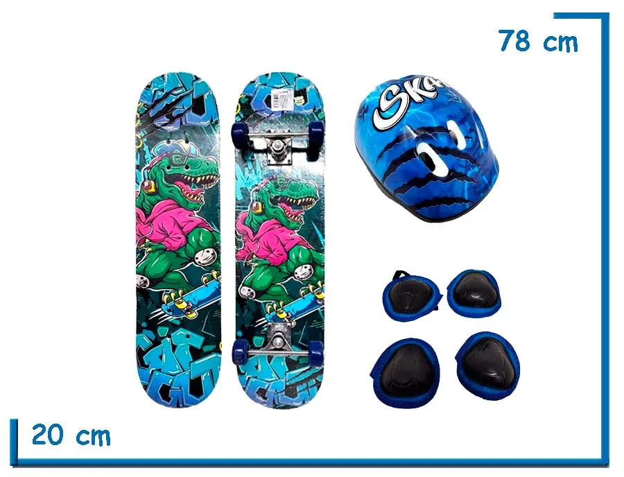 GO SPEED STREET DINO SKATE CON KIT DE PROTECCION EN BOLSO
