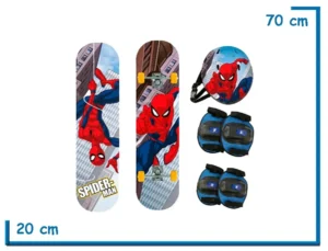 MEGASET SPIDER-MAN COLGADO SKATE CASCO RODILLERAS Y CODERAS
