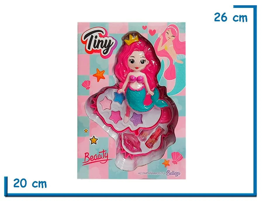 TINY SET DE MAQUILLAJE 2 PISOS SIRENA EN CAJA