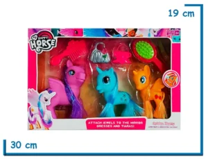 MY HAPPY HORSE SET X3 PONYS VIOLETA CELESTE Y AMARILLO