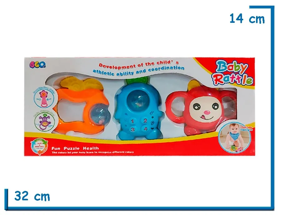 BABY RATTLE TELEFONO 3 SONAJEROS EN CAJA