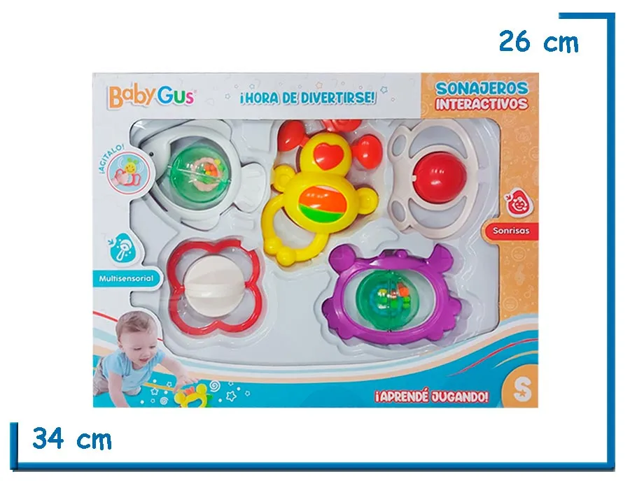 BABY GUS  SET SONAJEROS INTERACTIVOS X5