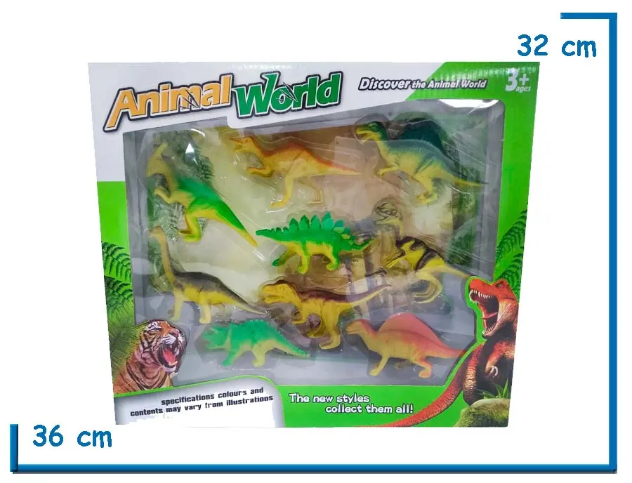 ANIMAL WORLD SET DE DINOS EN CAJA