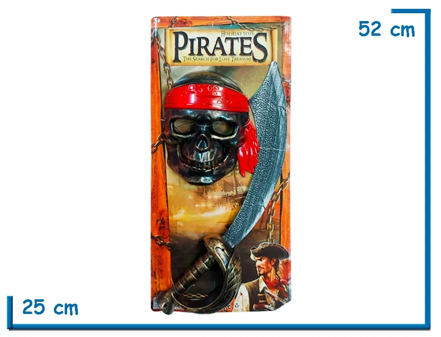 PIRATES CONJUNTO CIMITARRA Y MASCARA CALAVERA EN BLISTER