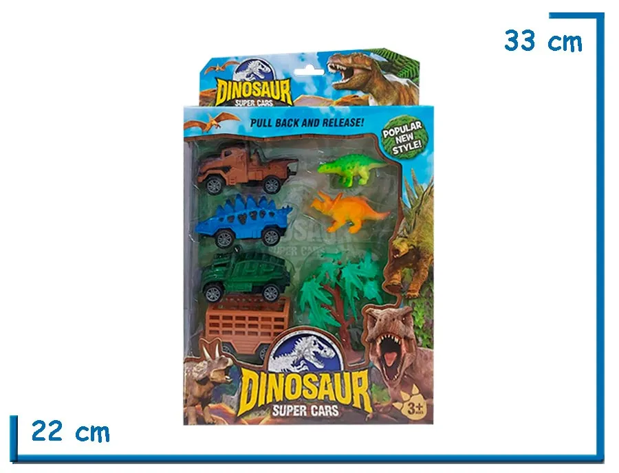 DINOSAUR SUPER CARS PLAYSET DINOSAURIOS Y VEHICULOS EN BLISTER