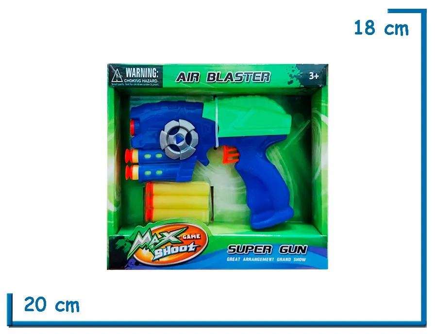 MAX SHOOT AIR BLASTER AZUL PISTOLA LANZA DARDOS