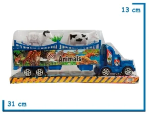 CAMION AZUL CON ACOPLADO CON ANIMALES