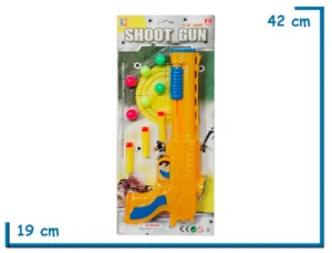 SHOOT GUN AMARILLA PISTOLA LANZA BOLAS EN BLISTER